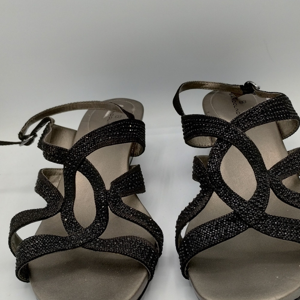 Women's black-glitter sandals